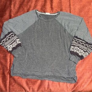 Gray Striped Women's Top